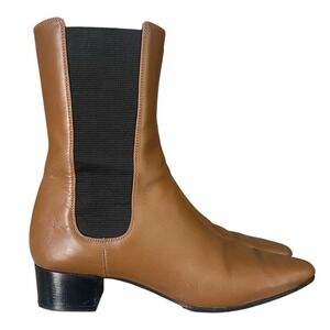 THE ROW British Boot Women Size 5 EU 35 Fawn Leather Ankle Boot‎ 35mm